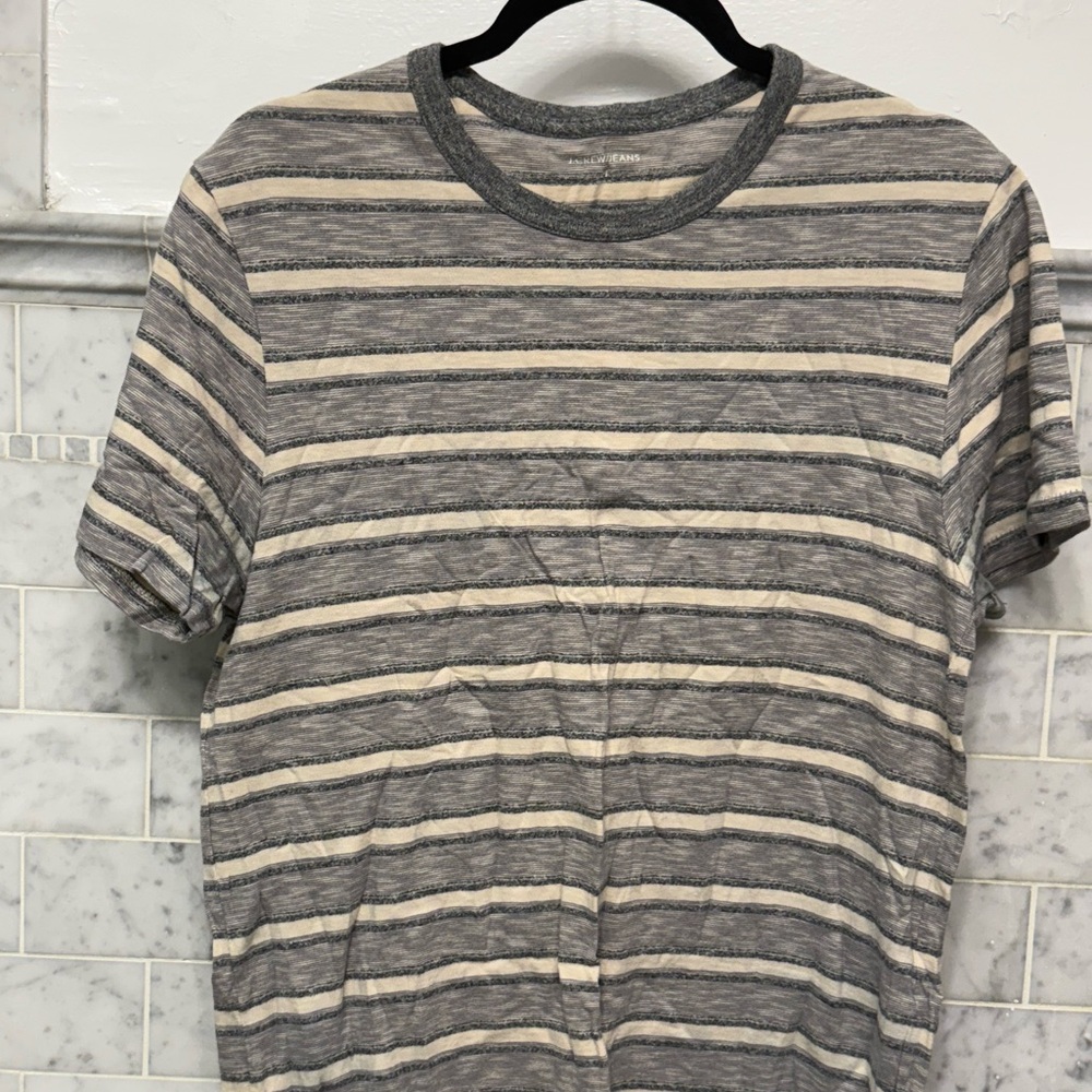 J Crew Striped Gray and Cream Men's Shirt